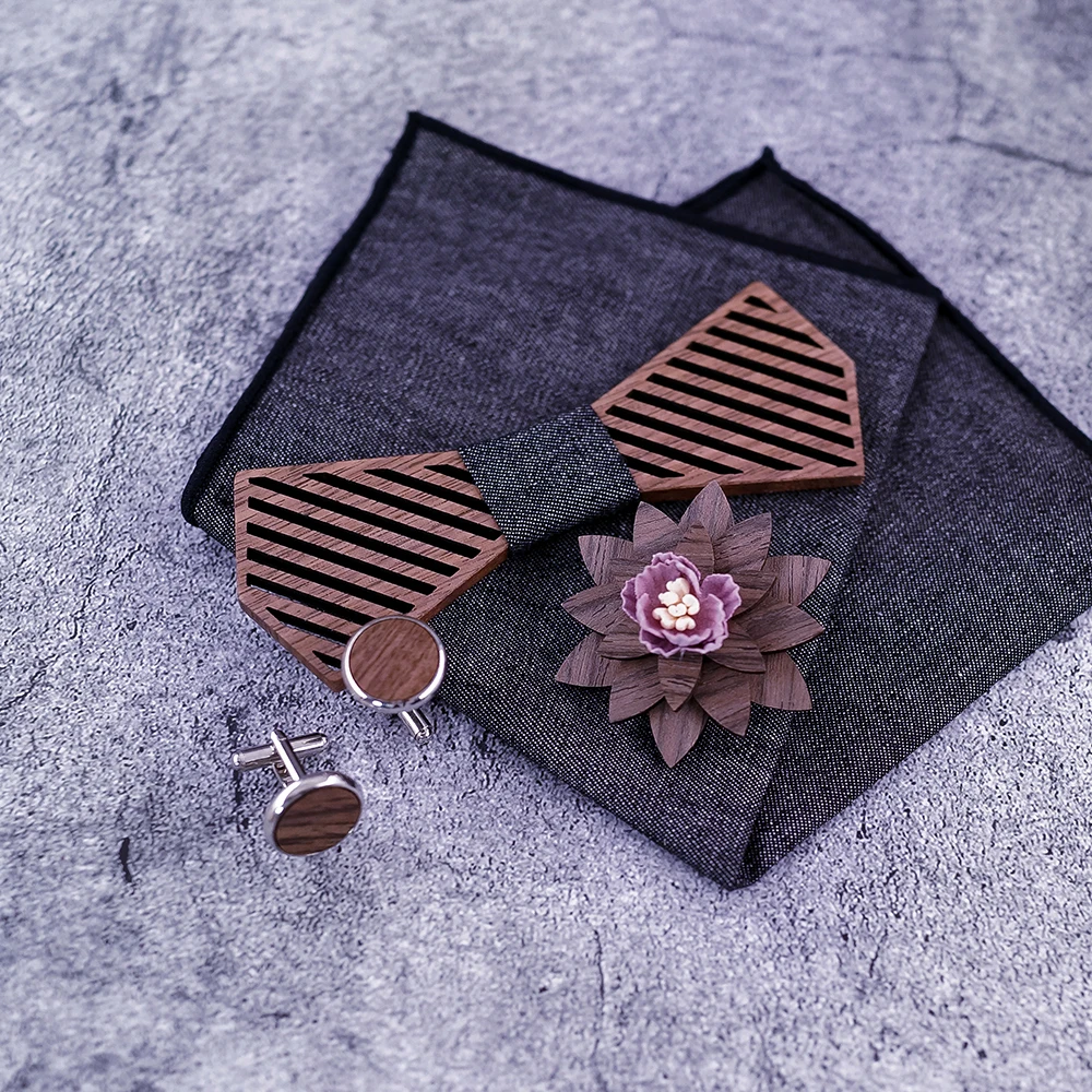 Набор полосатых деревянных галстуков бабочек мужской галстук бабочка