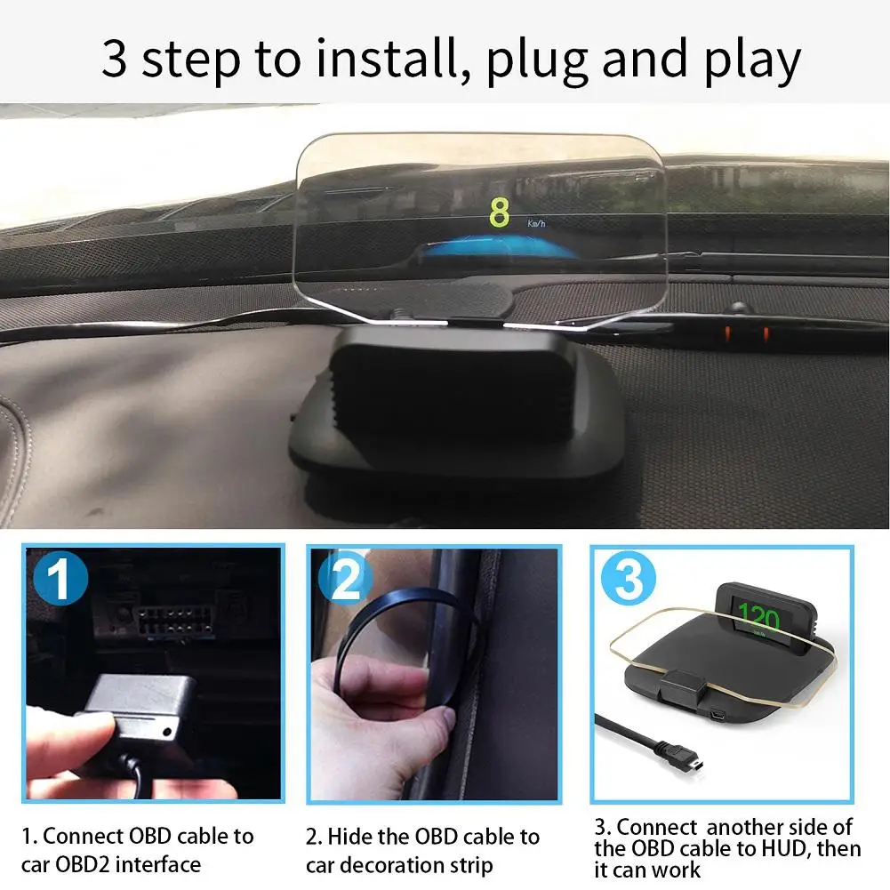 Универсальный автомобильный HUD Дисплей OBD2 + gps двойной режим головной дисплей C1 HD
