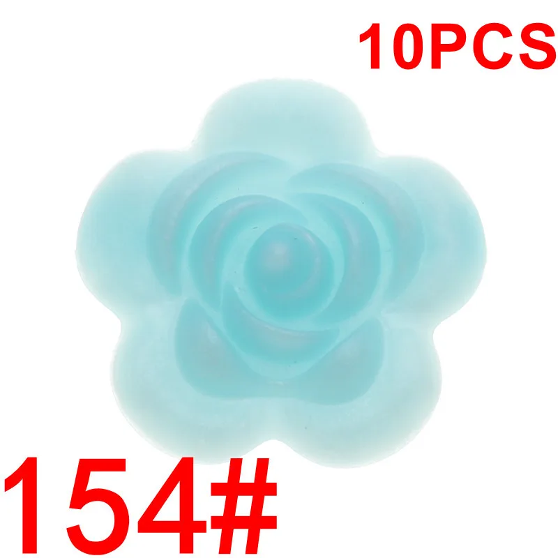 154 Metallic Blue Fkisbox 10 шт. Силиконовые Розовые Детские зубные кольца BPA бесплатно цветок жемчуг бижутерия для прорезывания зубов DIY пустышка цепь очаровательные игрушки для кормления - Цвет: 154 Metallic Blue
