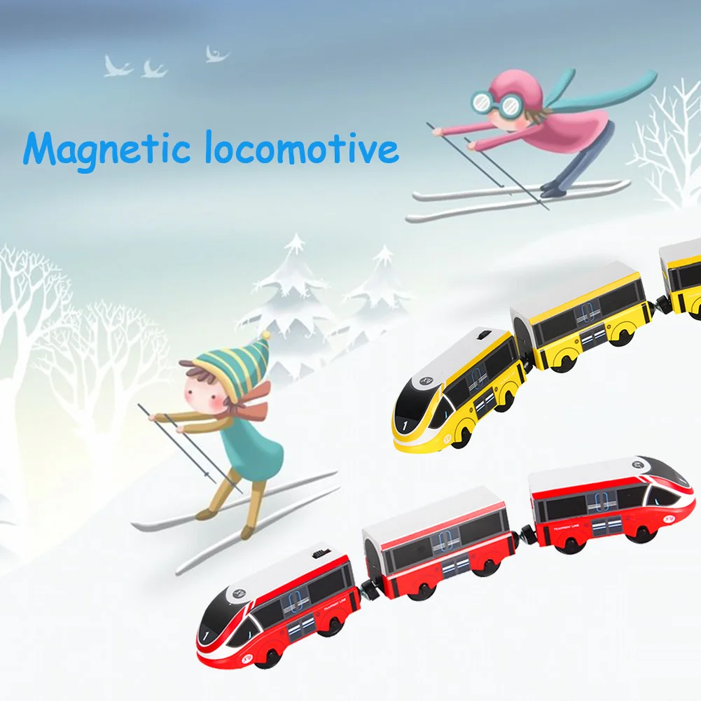 

Electric Train Toy Magnetic Train Toy Miniature Train Model Educational Puzzle Toys For Kids Compatible With Wooden Tracks