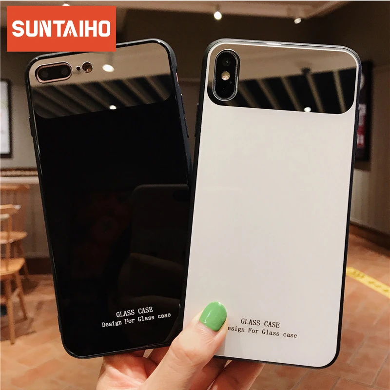 Однотонный зеркальный чехол для макияжа iPhone XR XS MAX 7 8 Plus TPU + PC задняя крышка
