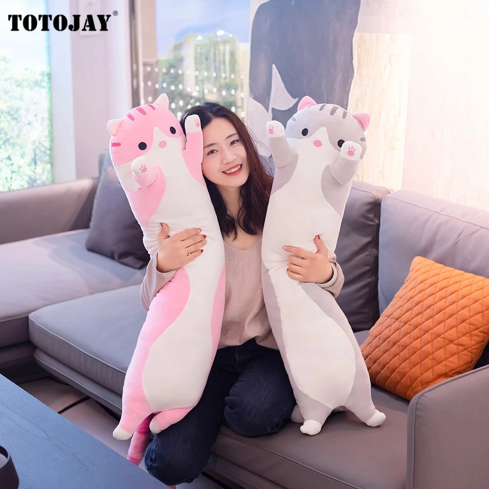 

45-105CM Cute Soft Long Cat Boyfriend Plush Toys Stuffed Pause Office Nap Sleep Pillow Cushion Decor Gift Doll for Kids Girls