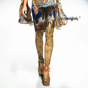 Колготки женские, в китайском стиле, с принтом древних людей