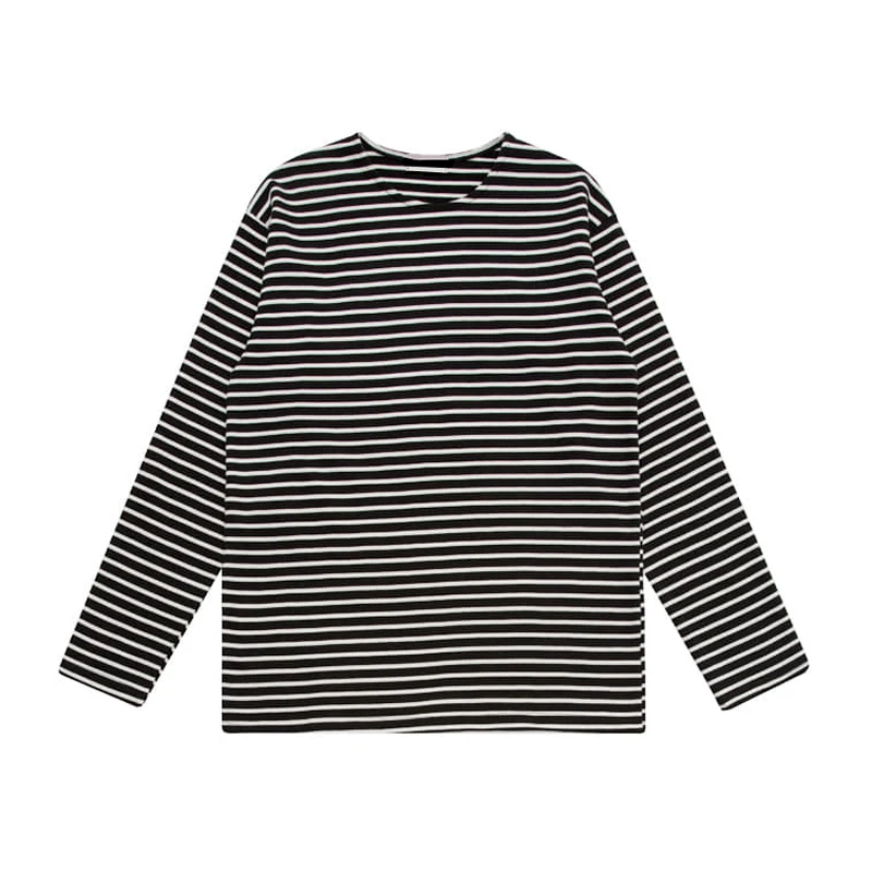 

Cotton Striped T Shirt Men's Fashion Casual O-neck Long-sleeved T-shirt Men Streetwear Wild Loose Korean Tshirt Mens Tops M-2XL