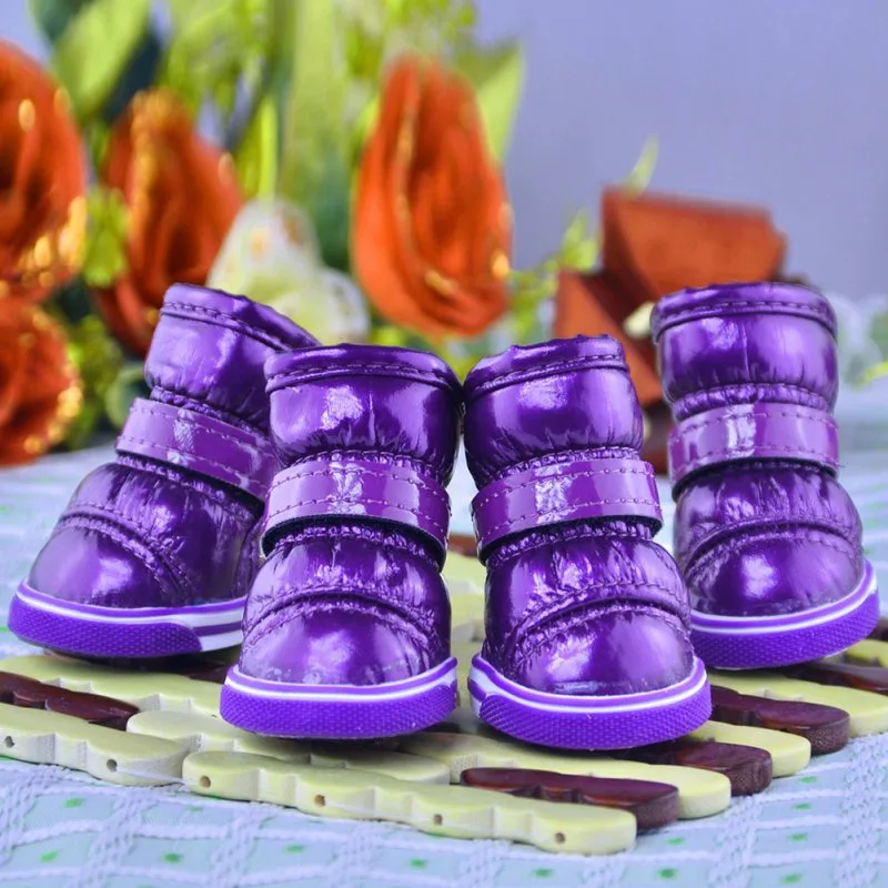 

4 Pcs/Sets Puppy Snow Boots Pet Dog Winter Warm Shoes Waterproof Slip-Resistant Teddy Dog Shoes Pet Warm Boots Shoes High Qualit