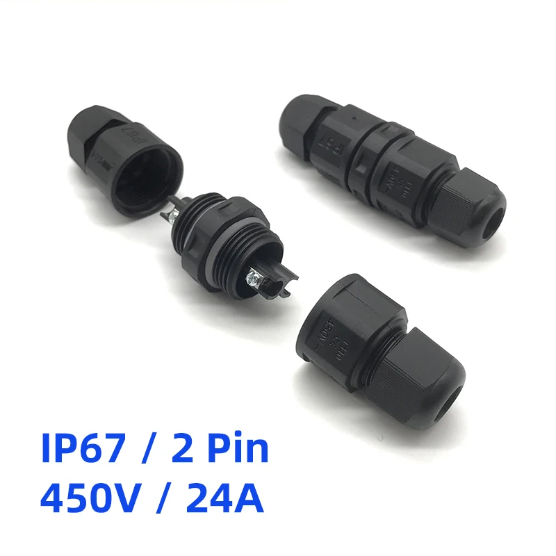 M20 Waterproof Connector 450V 24A 6-9mm 2 / 3 Pin Quick Press Cable Conector Outdoor IP67 Waterproof Cabl Connectors