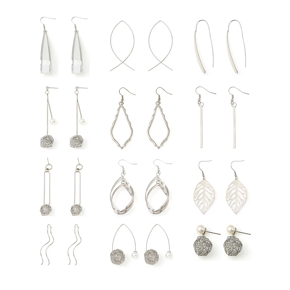 

70mm Luxury Big Hollowing Geometry Pendant Earrings Set for Women Girls 12 Pairs Dandelion Leaves Dangle Earring New Years Gifts