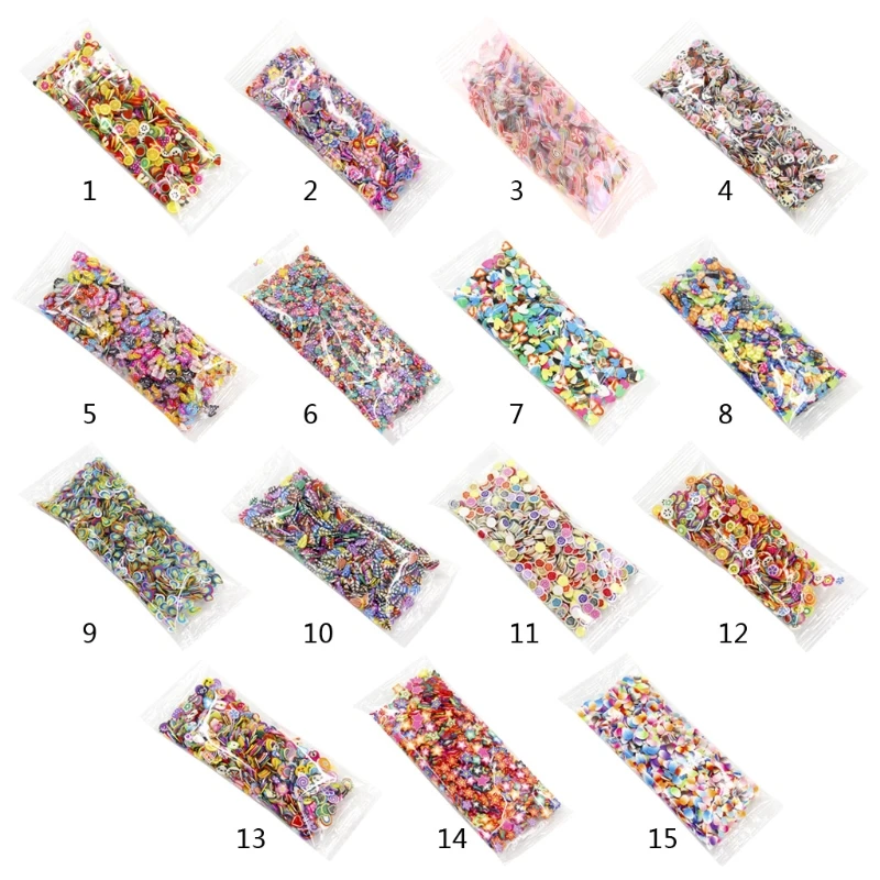 

1000Pcs/Pack Clay Resin Fillings Craft Fruit Leaf Flowers Pattern Mixed Filler for DIY Epoxy Resin Jewelry Nail Decor