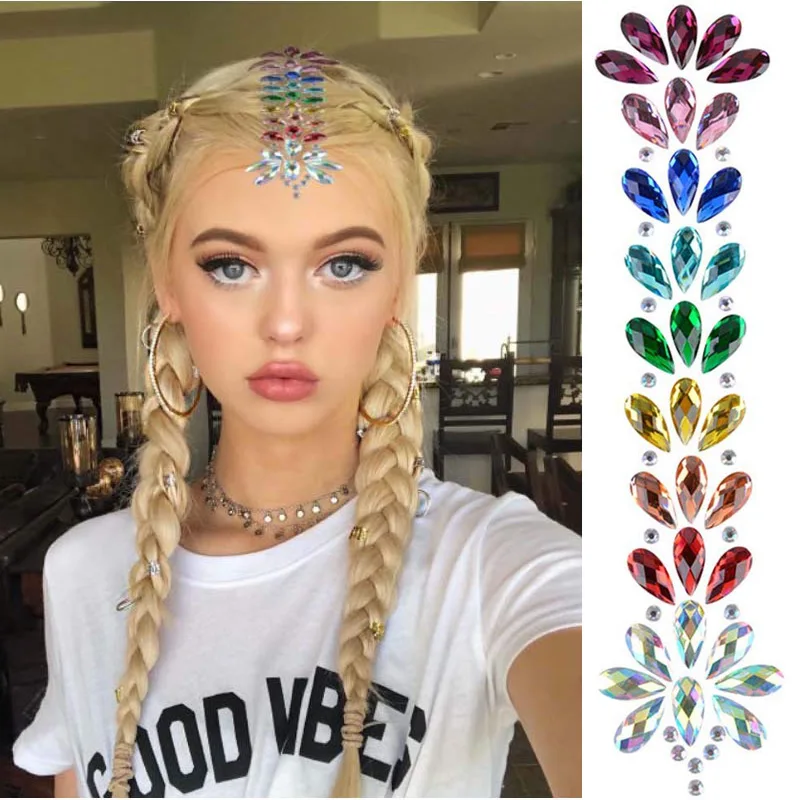 6 видов акриловых самоклеящиеся стразы наклейки временная наклейка для волос