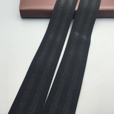black black 40 мм(1,5") Золотая Серебряная полоса высокие эластичные ленты канатная Резиновая лента спандекс лента шитье из кружева отделка поясная лента аксессуары для одежды - Цвет: black black