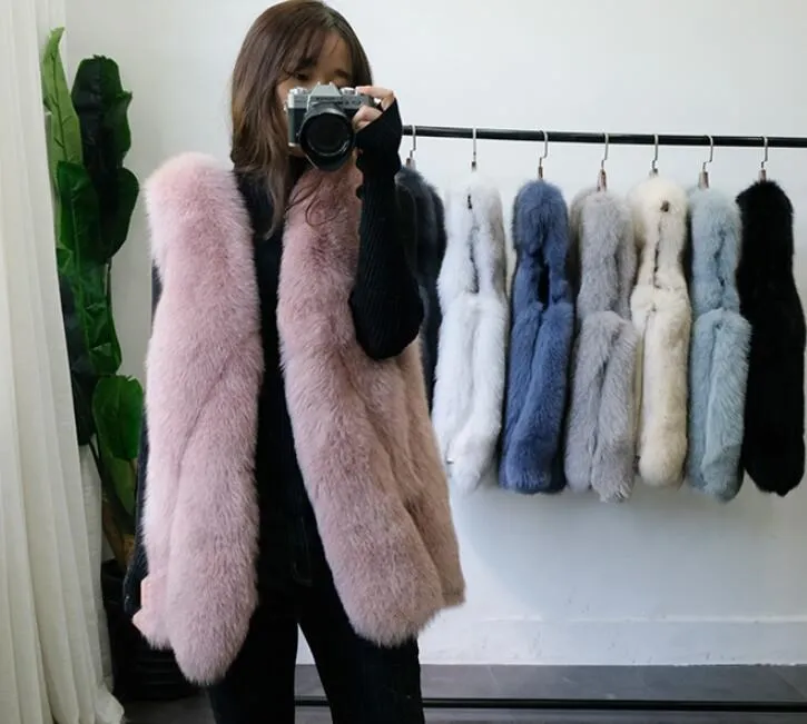 

Jacket Fox Best Real Natural Vest For Women's Genuine Fur Waistcoat