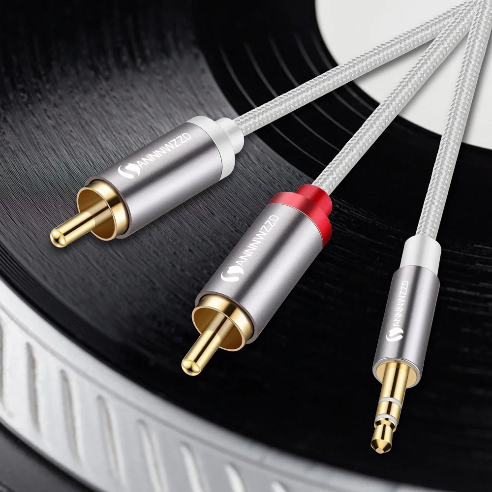 Кабель RCA с разъемом 3 5 на 2 кабель мм сплиттер папа-папа Aux 1 м для HDTV ПК усилителей
