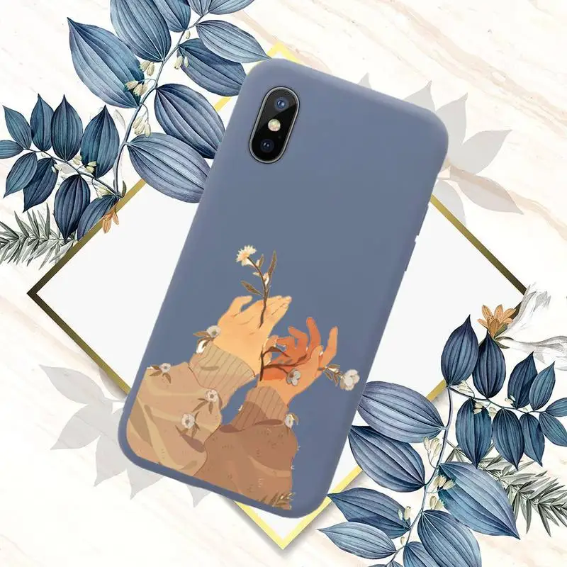 

Finger Art Aesthetic Hand Phone Case Blue Candy Color for iPhone 11 12 mini pro XS MAX 8 7 6 6S Plus X SE 2020 XR