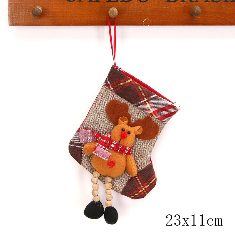 style 7-25-elk Подарочный Рождественский чулок сумки год Детские Рождественские украшения для подарков для дома с утолщённой меховой опушкой, хороший декор натальное дерево украшения Noel "сделай сам" - Цвет: style 7-25-elk