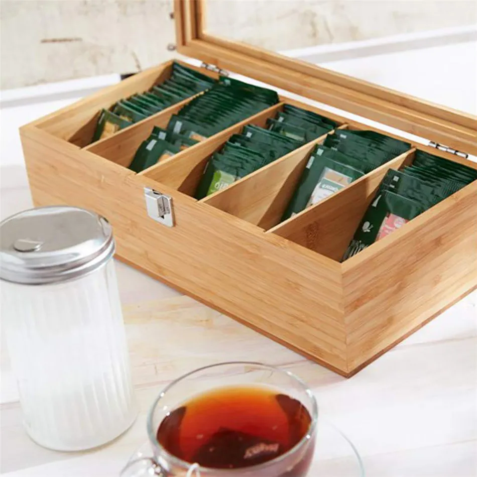 Бамбуковая система чайная коробка чайные пакеты органайзер для ювелирных