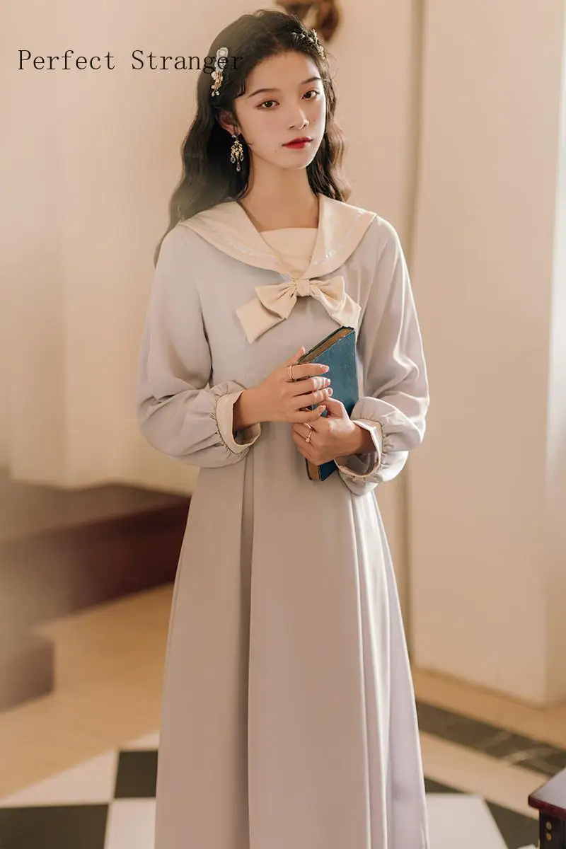 

2021 Autumn Winter New Arrival Hot Sale Turn Down Collar Long Sleeve Women Long Dress