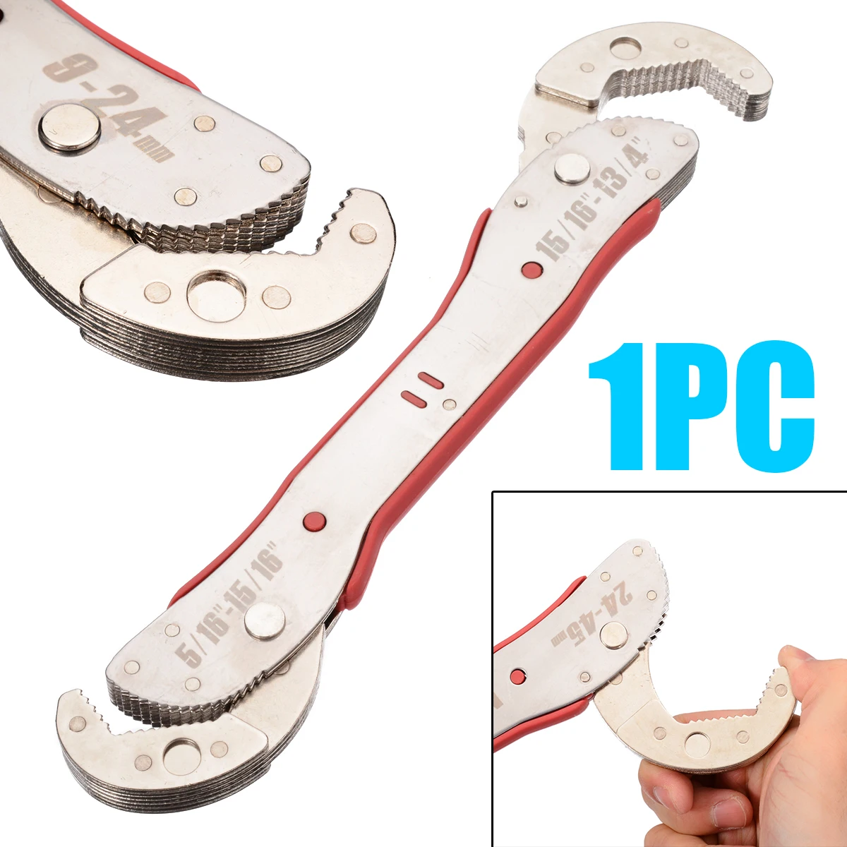 

Multi High-carbon Steel Wrench Purpose Spanner 9-45mm Self-Adjustable Quick Universal Home Repair Hand Tool