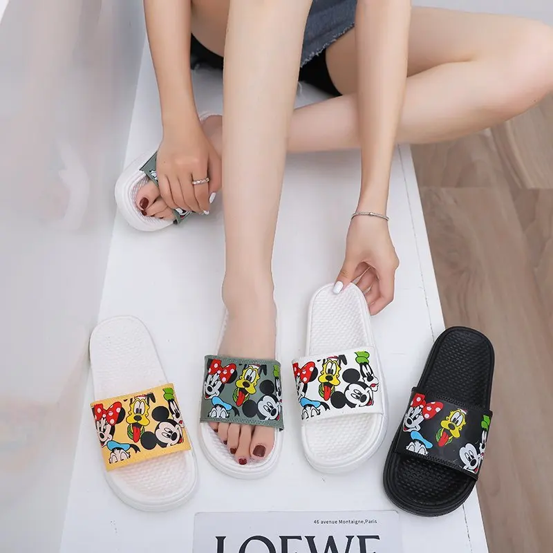 Сандалии и тапочки Disney для детей взрослых Нескользящие шлепанцы с мультяшным
