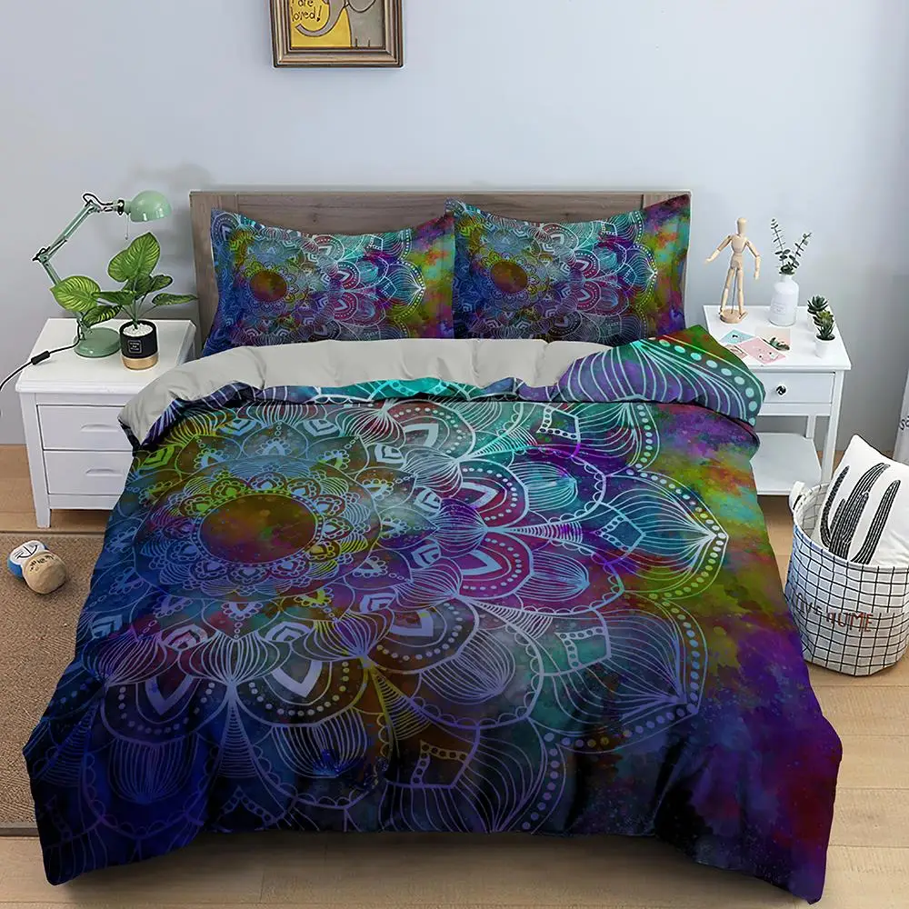 

3D Printing Bedding Set Luxury Duvet Cover With Pillowcase Quilt Cover Queen King Bed Linens Color flower Pattern Double