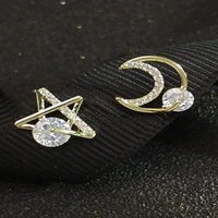 milangirl tiny minimalist crescent moon star stud earrings bling iced out shiny rhinestone crystal earrings for women girls