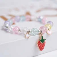 korean fashion crystal beaded strawberry bracelet charm girl student bracelet best friend birthday party jewelry gift