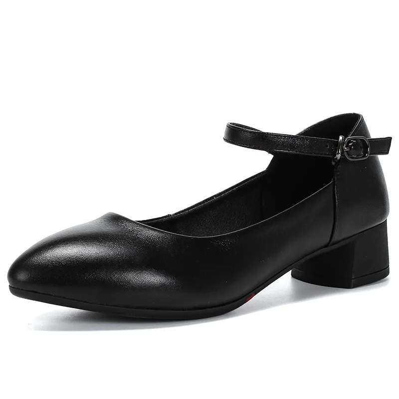 

Best Sale 2020 New Fashion Spring Autumn Shoes Black High Heels Women's Shoes Work Comfortable Elegant Genuine Leather Shoes