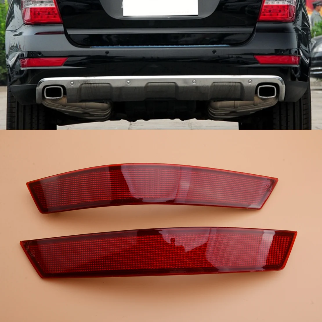 

1648201674 1648200574 1648200374 1648201574 1648200674 Pair Rear Bumper Reflector fit for Mercedes ML-Class ML320 ML350 ML550