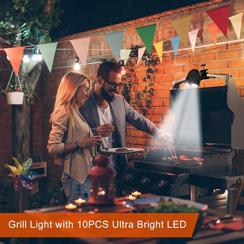 

Grill Lights for BBQ Waterproof - Press Switch & 10 Super-Bright Barbecue Led Lamp Heat Resistant & Flexible Light