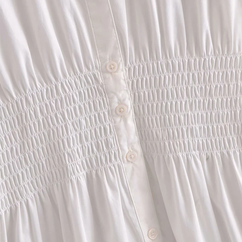 

ZA 2021 Women White Blouses Long Sleeve Shirts Vintage Spring Turn-down Collar Loose Ladies Blouse Office Lady Sweet Waist Shirt