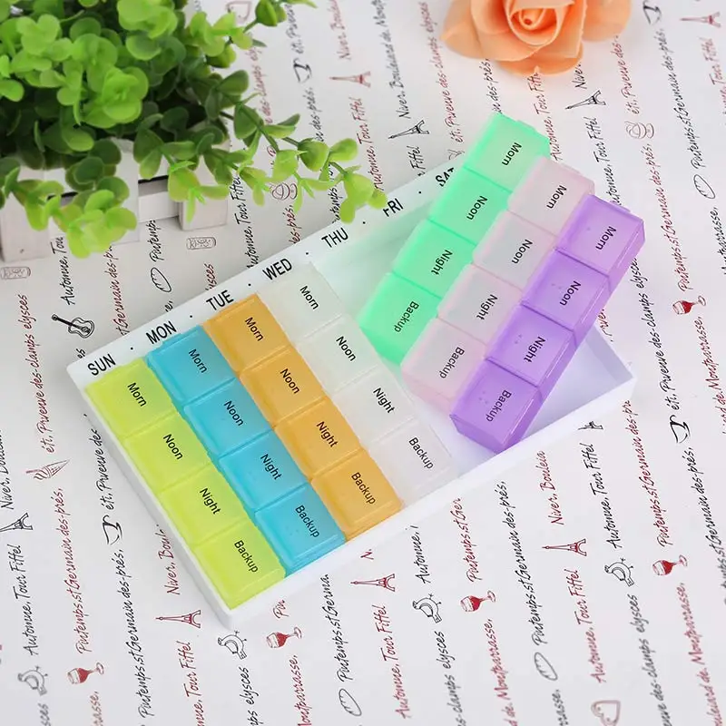 

Weekly 7 Days Pill Organizer 4 Times A Day Plastic Pill Box Compartments To Hold Pills Medicine Independent Lattice Pill Case