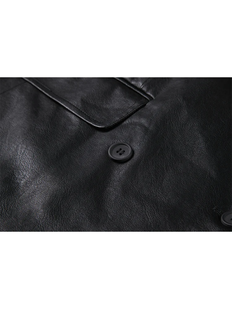 2021 Women PU Fur Suit Jacket Office Ladies Loose Korean Fashion Blazer Female Vintage Lapel Double Breasted Long Sleeve Coats |