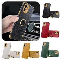 6d crocodile leather ring magnetic car holder phone case for iphone 13 12 pro max 11 6s 7 8 plus x xr xs max se 2020 cover