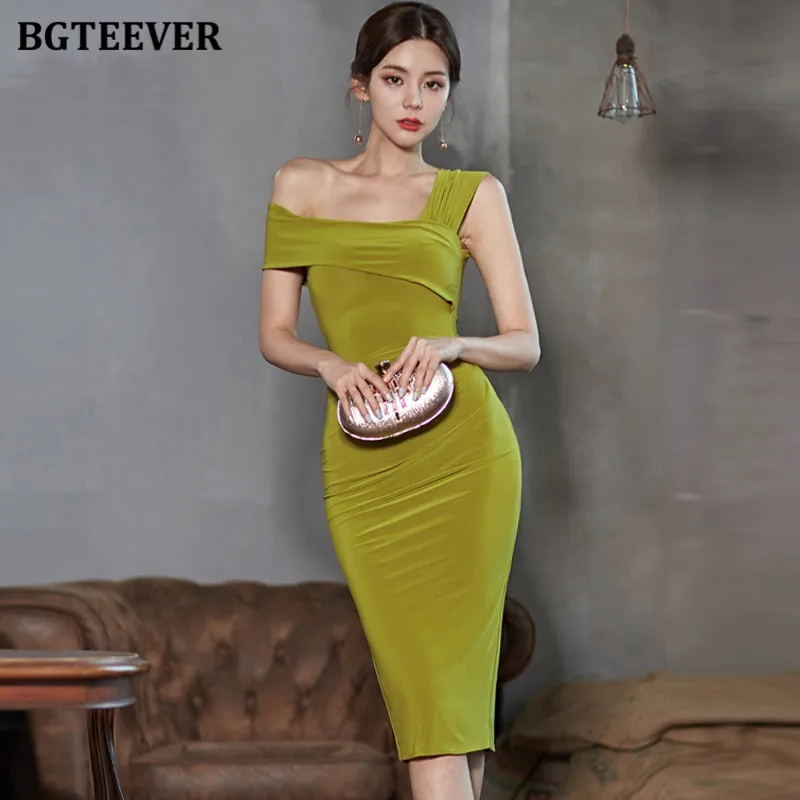 BGTEEVER сексуальное с открытыми плечами облегающее женское платье элегантный и