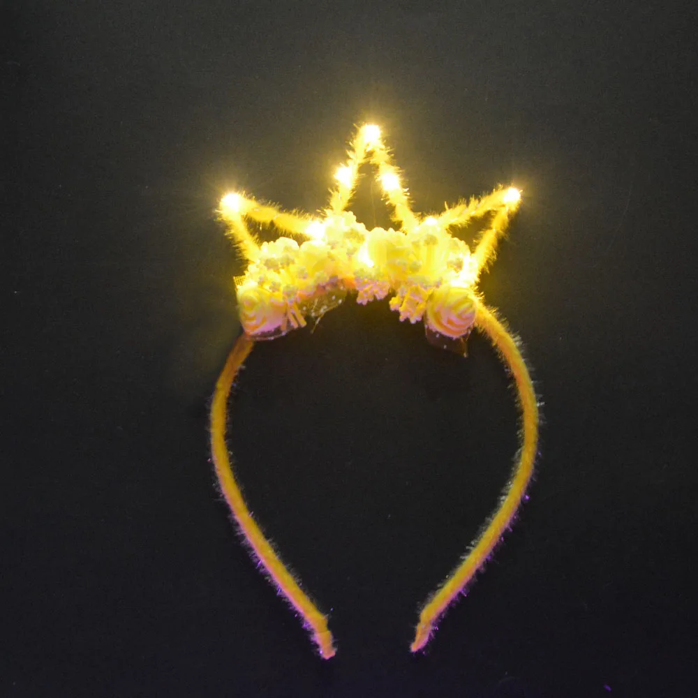 Led корона цветок головная повязка вечерние светильник мигание Тиара головной