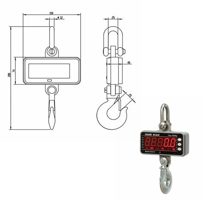 PINTUDY 2000LBS Алюминий цифровые крановые весы Heavy Duty Висячие с пультом дистанционного