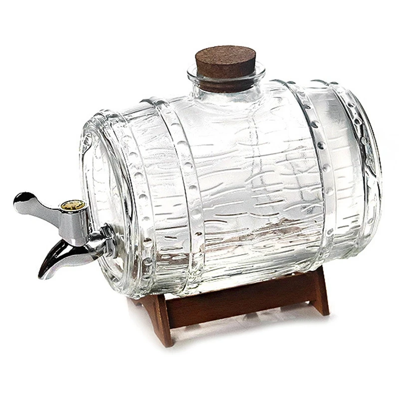 С краном деревянная рама стеклянный резервуар для пива горизонтальная бочка