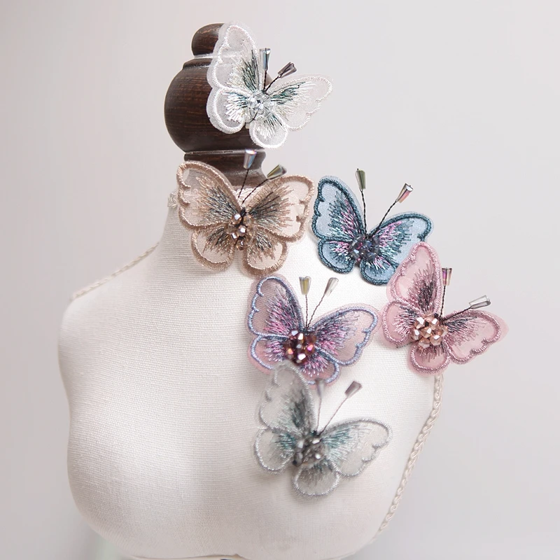 Вышитая кружевная нашивка в виде бабочки составного кроя наклейки на одежду