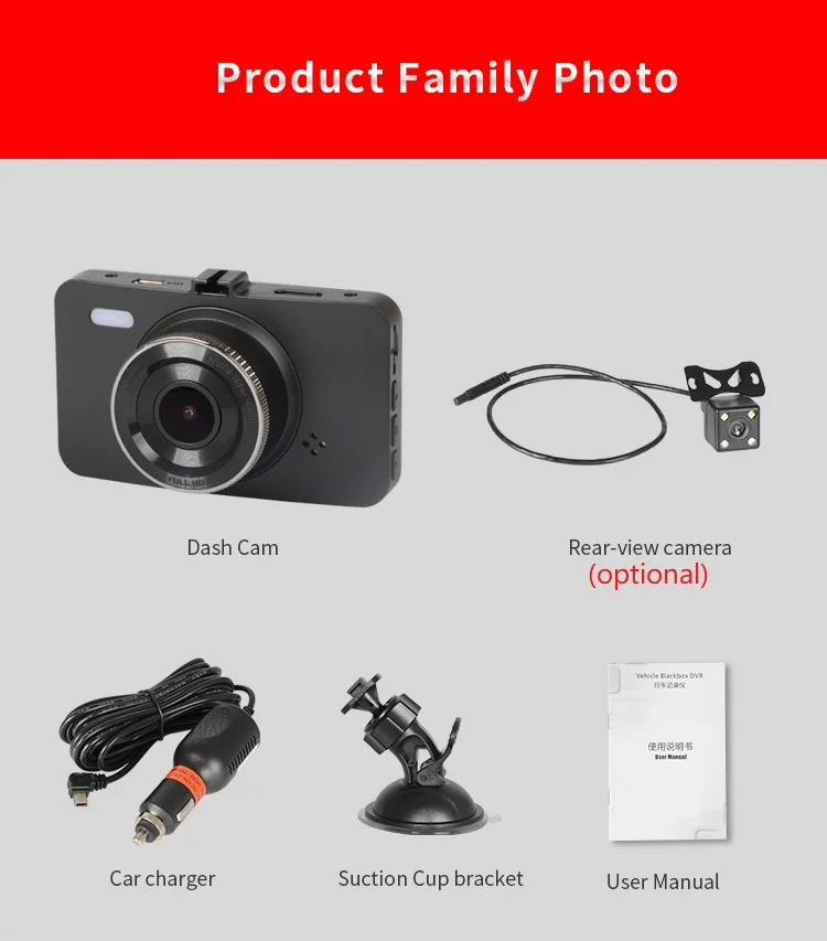 

YAZH 3'' FHD IPS 1080P Car Dvr Camera Driving Video Recorder Car Dash Camera Night Vision G-sensor Black Box TV Parking Monitor