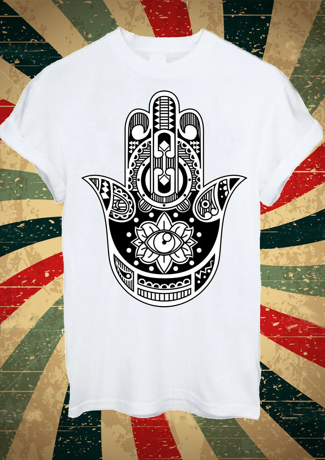 Хамса рука Khamsa Defend Evil Eye ювелирные изделия футболка для мужчин и женщин унисекс