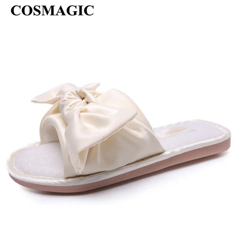 Comagic 2020 новые женские осенние шелковые домашние тапочки с бантом легкие мягкие