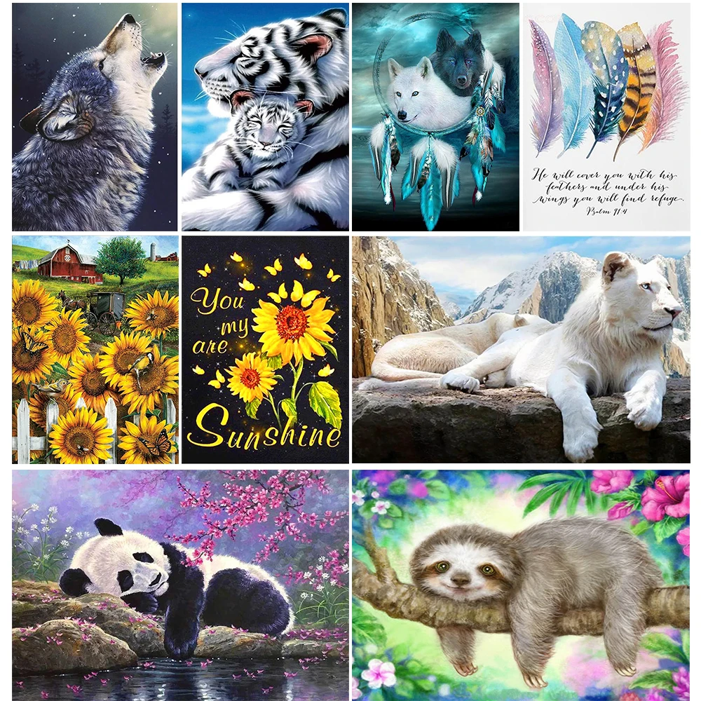 

Wolf Animals DIY Diomand Painting Full Round Tiger Cross Stitch Kit Embroidery Mosaic Picture Of Rhinestones Home Wall Decor