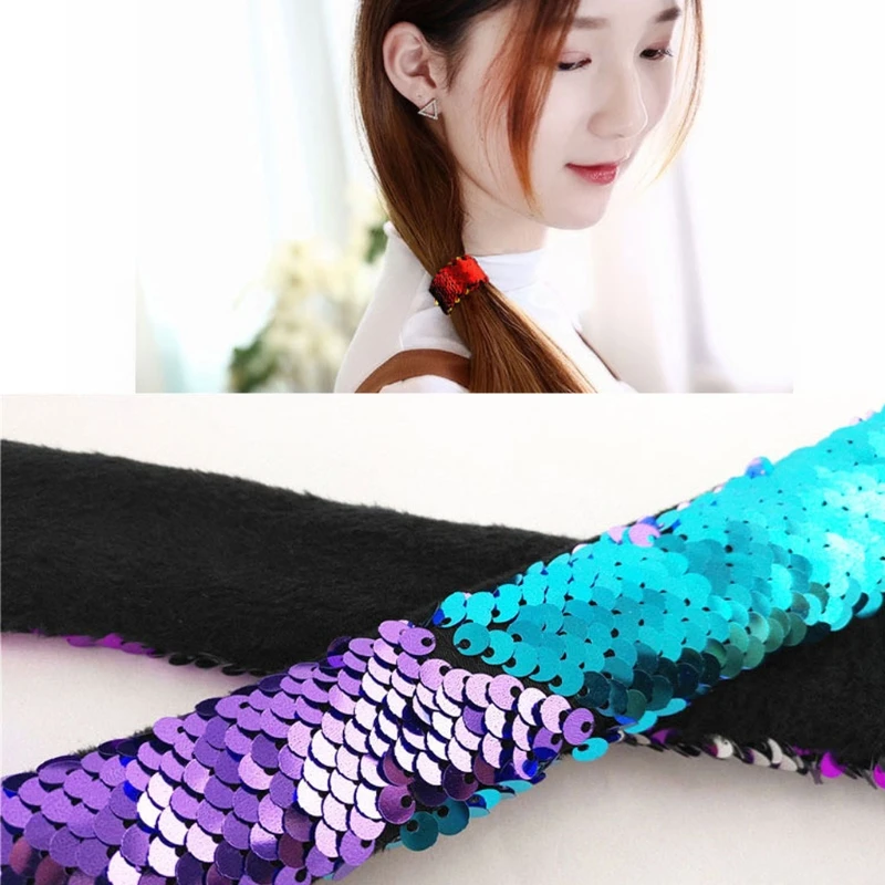 

5PCS Sequin Slap Bracelets Two-color Reversible Charm Sequins Flip Wristbands LX9E