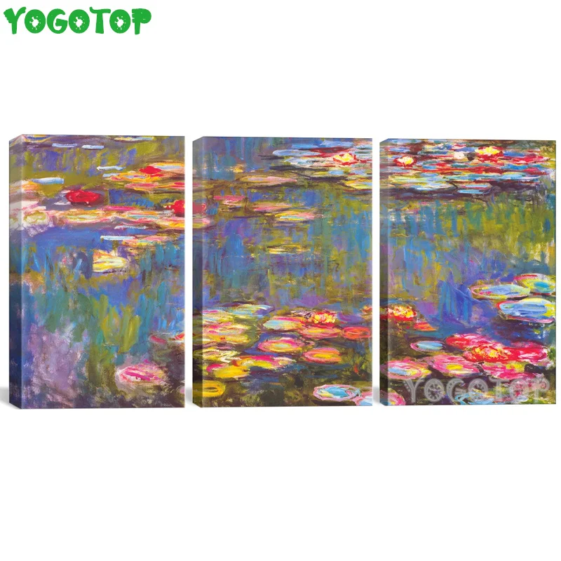 

Triptych 5d DIY Diamond Painting Water lily Nature Landscape Cross Stitch Diamond Embroidery 3pcs set Full Mosaic sticker ML1450