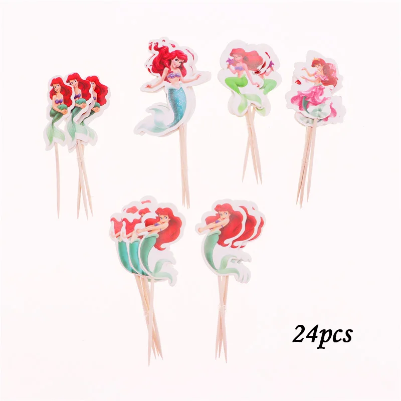 24pcs 24 шт. мультфильм микки тема Минни Мауса кекс Топпер украшения торта День рождения украшения дети ребенок душ вечерние принадлежности - Цвет: 24pcs