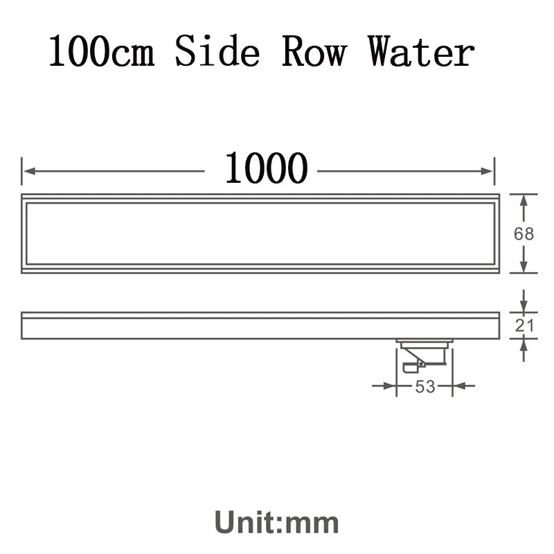 100cm Side Row Water Слив для ванной комнаты 60 см 80 см 100 см 120 см SUS304 из нержавеющей стали дезодорирующий боковой ряд душевых стоков матовый - Цвет: 100cm Side Row Water