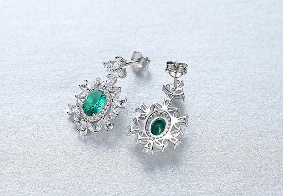 

HOT Sell S925 Sterling Silver Hot money for foreign trade Crystal zircon ruby sapphire Earrings