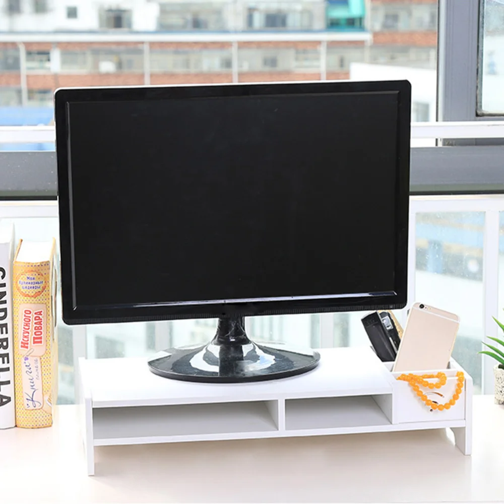 

48CM Monitor Increased Shelf Office Desk Storage Finishing Rack Computer Base Bracket(White)
