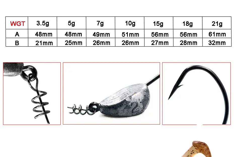 3,5 г, 5 г, 7 г, 10 г, 15 г, 18 г, 21 г, рыболовные крючки с винтовой головкой, крючок с завинчивающейся приманкой