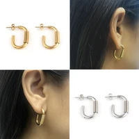 minimalist earrings studs earrings for women stainless steel earring for women geometric ellipse handmade earrings jewelry gift