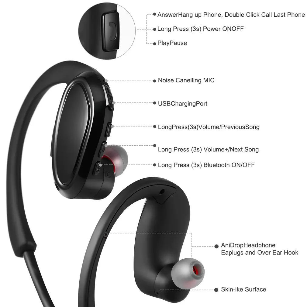 4 2 гарнитура ультра-светильник Беспроводные спортивные MP3 наушники встроенный 8